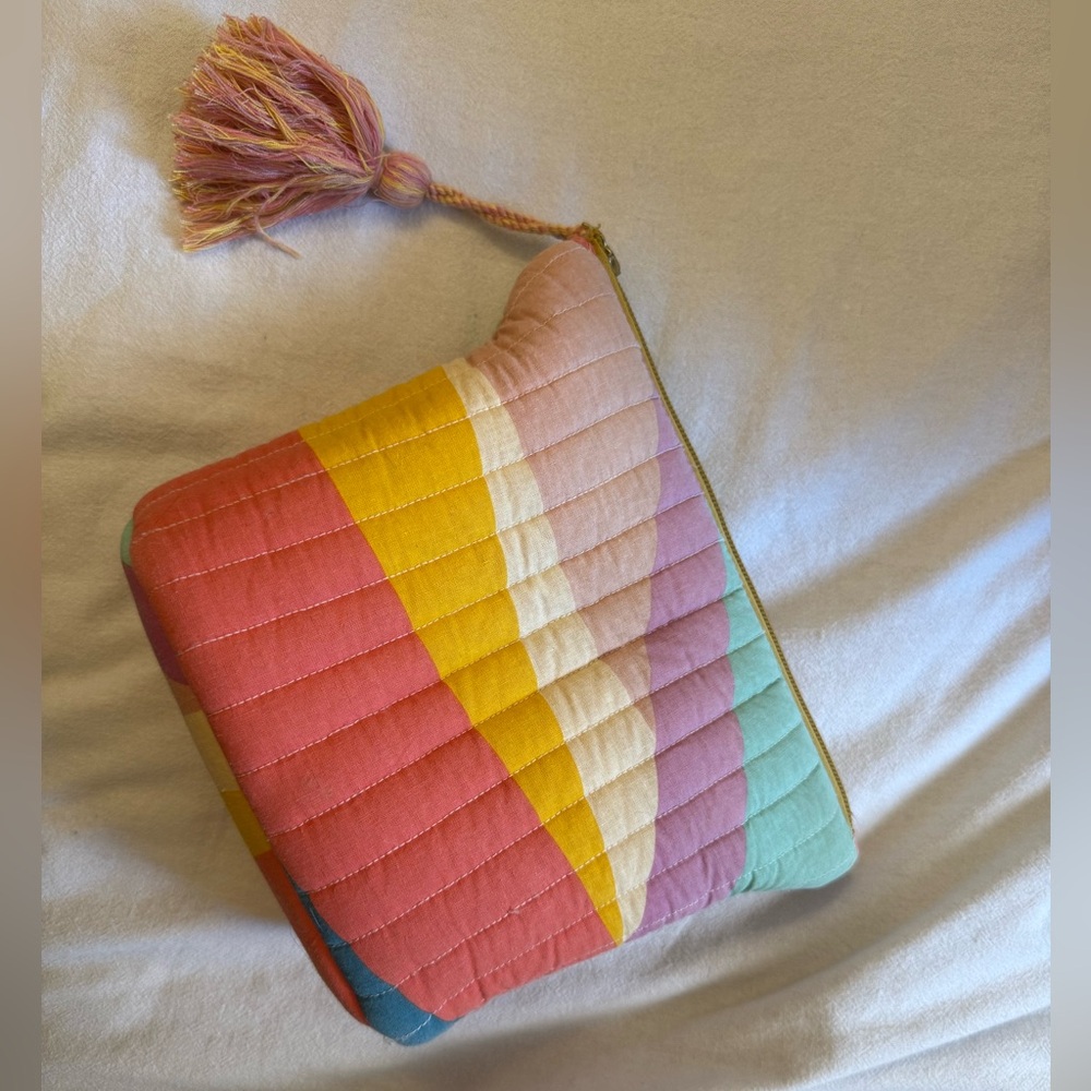 Zara Green and Cream Quilted Pouch